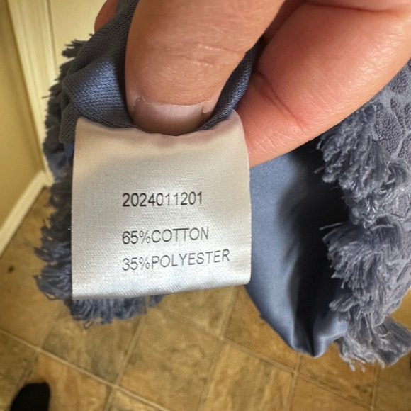 Blank Terry Cloth Cover Up‎ Dress Hooded Pockets Fringed Hem Blue XS - Picture 5 of 8